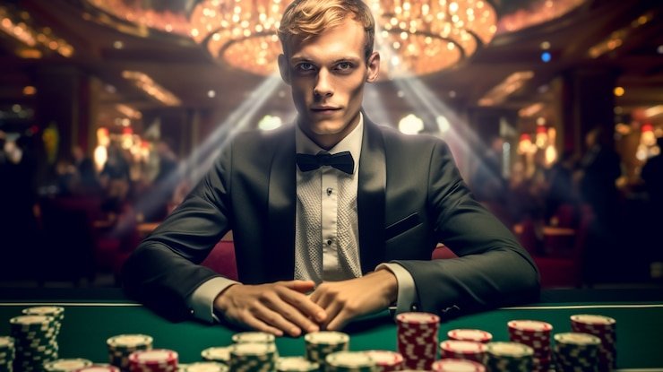 Studio kasino langsung Asia Gaming dengan multiple camera dan overlay statistik yang ditampilkan di rupiah 77